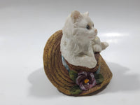 White Cat On A Hat Resin Figurine 2 3/4" Tall