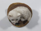 White Cat On A Hat Resin Figurine 2 3/4" Tall