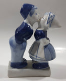 Vintage Delft Blue Holland Hand Painted Kissing Couple Boy and Girl 5" Tall Figurine