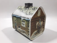 Vintage 1984 New England Container Co. Absolutely Pure Maple Syrup Log Cabin Shaped Tin Metal Container