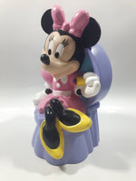 Just Toys Disney Minnie Mouse On A Purple Vanity Stool Hard Vinyl 8 1/4" Tall Coin Bank - Missing Plug