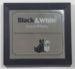 Vintage Black & White Scotch Whisky Distilled Blended And Bottled In Scotland Small 5 7/8" x 6 3/8" Glass Mirror Framed Advertisement