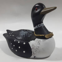 Black and White Spotted Loon Bird The Looney Bank Ceramic 7" Long Coin Bank