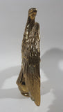 Vintage Gold Tone Brass Metal Eagle Bird Perched with Wings Spread 6 1/4" Tall 7" Wide