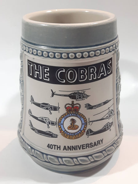Rare Vintage RCAF Royal Canadian Air Force The Cobras 40th Anniversary 444 Squadron "Strike Swift Strike Sure" Embossed Stoneware Beer Stein Mug Cup