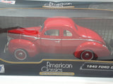 2012 Motor Max American Classics Premium Die-Cast Collection 1940 Ford Deluxe Red 1:18 Scale Die Cast Toy Car Vehicle New in Box