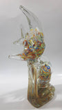 Tropical Fish Pair in Rainbow Colors 8 3/4" Tall Art Glass Sculpture