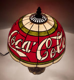2002 Coca Cola Plastic Shade Stained Glass Look 15" Tall Table Lamp Light
