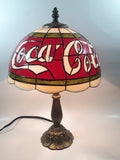2002 Coca Cola Plastic Shade Stained Glass Look 15" Tall Table Lamp Light