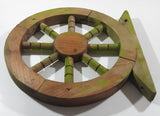 Ship's Wheel 14" Diameter Wooden Folk Art