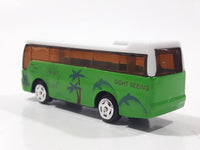 Unknown Brand Green and White Sight Seeing Tour Bus Die Cast Toy Car Vehicle