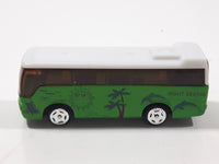 Unknown Brand Green and White Sight Seeing Tour Bus Die Cast Toy Car Vehicle