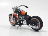 Maisto 1958 Harley Davidson Duo Glide Motor Cycle Motorbike Orange and Black Die Cast Toy Car Vehicle Missing Seat