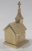 ST Quartz Japan Movement Miniature Brass Tone Church Shaped Clock 2 3/4" Tall