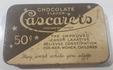 Vintage Cascarets Chocolate Flavor Candy Laxative 36 Count Tin Metal Hinged Container - Sterling Products Windsor, Ontario, Canada