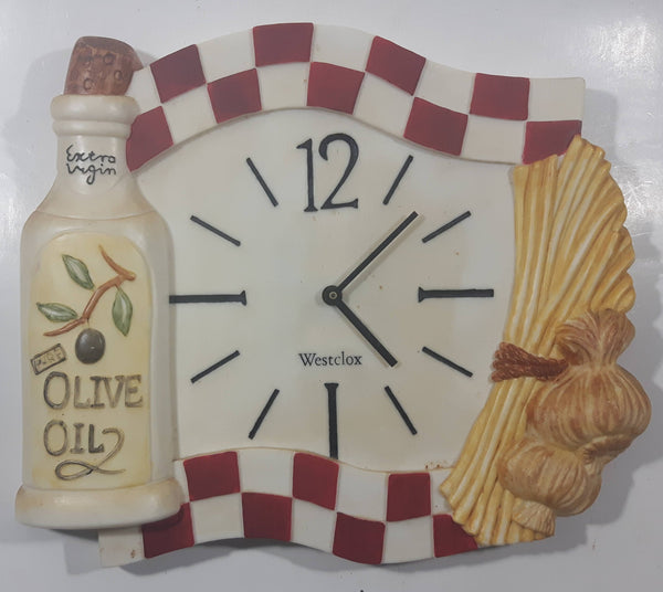 Rare Vintage Westclox Extra Virgin Olive Oil 3D Plastic Battery Operated Kitchen Wall Clock 9 1/4" x 11"