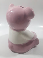 Rare Vancouver Canucks NHL Ice Hockey Team Pink and White 7" Tall Ceramic Teddy Bear Shaped Coin Bank