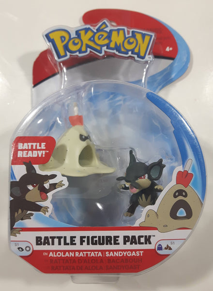 2018 Nintendo Pokemon S1 Series 1 Battle Figure Pack Alolan Rattata and Sandygast 1 1/2" Tall