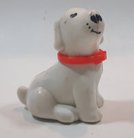 Vintage Little Tikes White Dog with Red Collar 2 1/4" Tall Plastic Toy Figure