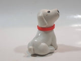 Vintage Little Tikes White Dog with Red Collar 2 1/4" Tall Plastic Toy Figure