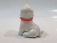 Vintage Little Tikes White Dog with Red Collar 2 1/4" Tall Plastic Toy Figure