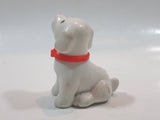 Vintage Little Tikes White Dog with Red Collar 2 1/4" Tall Plastic Toy Figure