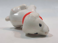 Vintage Little Tikes White Dog with Red Collar 2 1/4" Tall Plastic Toy Figure