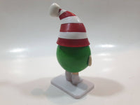 Mars M&M's Christmas Themed Green Character 4 1/4" Tall Plastic Toy Figure