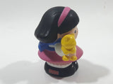 2001 Little People Black Hair Pink Dress Girl Holding Yellow Cat 2 1/4" Tall Toy Figure