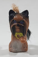 1994 Kenner Littlest Pet Shop Silky Yorkie Pup Brown Dog with Hair 1 5/8" Tall Toy Figure