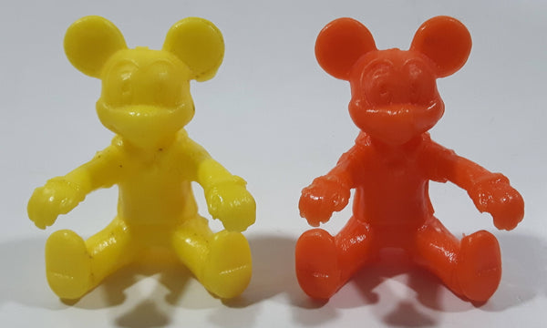 Mickey Mouse Orange and Yellow Sitting Plastic 2" Tall Toy Figures