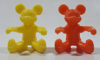Mickey Mouse Orange and Yellow Sitting Plastic 2" Tall Toy Figures