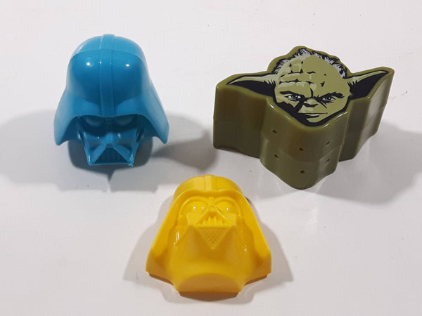 2013 LFL Star wars Yoda, Yellow Darth Vader and Blue Darth Vader Small Plastic Containers - Yellow Darth Missing Back