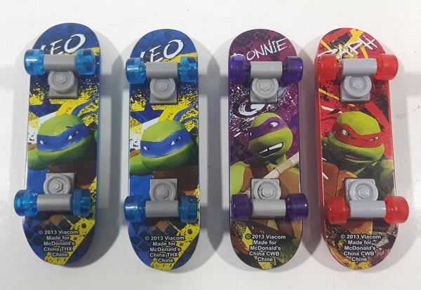 2013 McDonald's Viacom TMNT Teenage Mutant Ninja Turtles Leonardo, Raphael, Donatello Fingerboard Skateboards 3 3/4" Long Toys Lot of 4