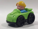 Little People Blonde Boy Male Blue Clothes Green Plastic Toy Sports Car Vehicle Made in Mexico