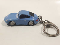 Disney Pixar Cars Porsche 911 Blue PVC Hard Rubber Light Blue Toy Car Vehicle Key Chain