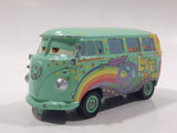 Disney Pixar Cars VW Bus Fillmore Volkswagen Groovy Love Flower Power Van Green Die Cast Toy Car Vehicle