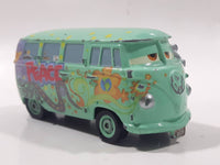 Disney Pixar Cars VW Bus Fillmore Volkswagen Groovy Love Flower Power Van Green Die Cast Toy Car Vehicle