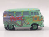 Disney Pixar Cars VW Bus Fillmore Volkswagen Groovy Love Flower Power Van Green Die Cast Toy Car Vehicle