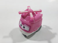 2016 Alpha Audley Miniature Helicopter with Eyes Pink and White Die Cast Toy Car Vehicle