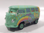 Disney Pixar Cars VW Bus Fillmore Volkswagen Groovy Love Flower Power Van Green Die Cast Toy Car Vehicle