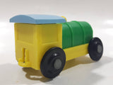 Unknown Brand Train Locomotive Yellow Green Blue 2 7/8" Long Plastic Toy Car Vehicle 350-1