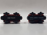 2003 Thomas & Friends #36 Sodor Fire Department Fire Truck and #5 Dino James' Tender BDG22 Magnetic Wood Train Engine and Car
