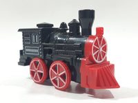 Unknown Brand Train Engine Locomotive Wind Up Black and Red Plastic Die Cast Toy Vehicle Not Working 3 1/2" Long
