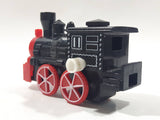 Unknown Brand Train Engine Locomotive Wind Up Black and Red Plastic Die Cast Toy Vehicle Not Working 3 1/2" Long