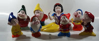Walt Disney Production Snow White And The Seven Dwarfs + Song Bird Hand Painted Ceramic Pottery Garden Statue Set