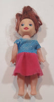 Girl in Pink Skirt and Blue Top 4" Tall Plastic Toy Doll