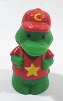 Green Crocodile Character with Red Hat and Brown Backpack 2 3/8" Tall Toy Figure