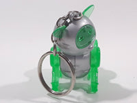 Silver and Green Robotic Cat Key Chain
