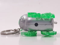 Silver and Green Robotic Cat Key Chain